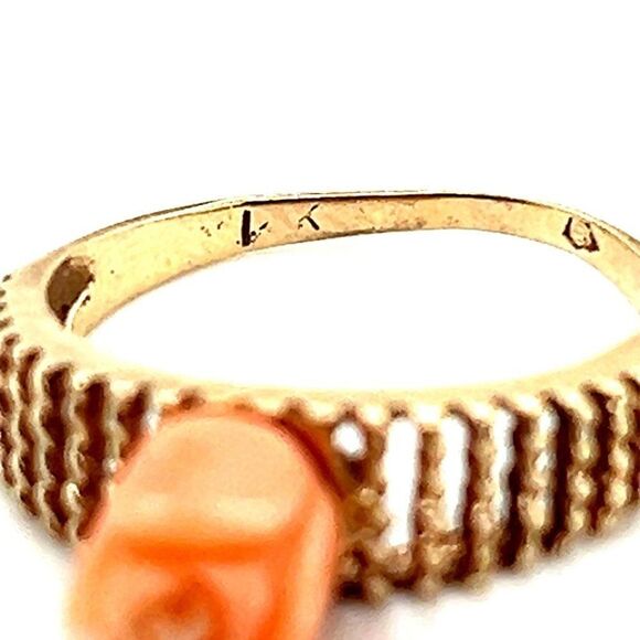 14k Coral Carved Rose Ring - Picture 10 of 10